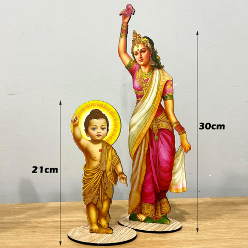 Set 10 Nhân Vật Trang Trí Vườn Lâm Tỳ Ni Size 30cm Bằng Gỗ 2D