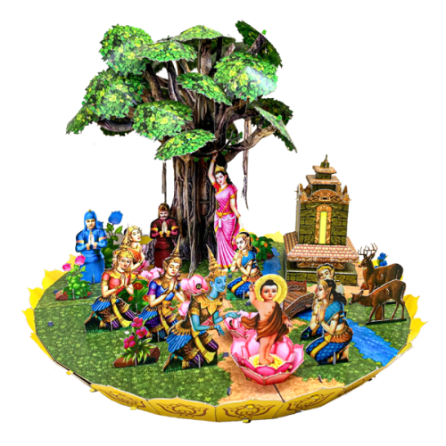 BỘ LẮP RÁP MÔ HÌNH GIẤY 3D VƯỜN LÂM TỲ NI (HAPPY VESAK DAY)