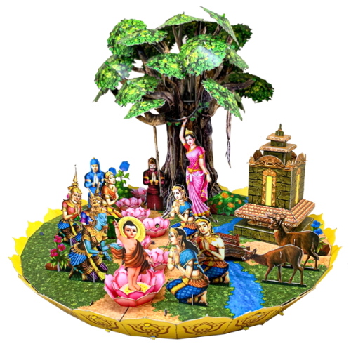 BỘ LẮP RÁP MÔ HÌNH GIẤY 3D VƯỜN LÂM TỲ NI (HAPPY VESAK DAY)