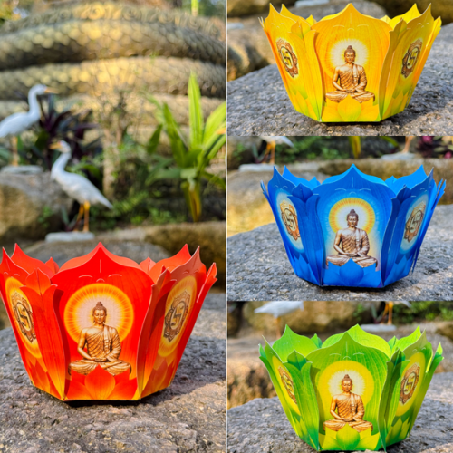 [14cm] Set 12 cái Hoa Đăng Bằng Giấy - Hoa Đăng Phật Giáo Thiết Kế Mới Kèm Nến