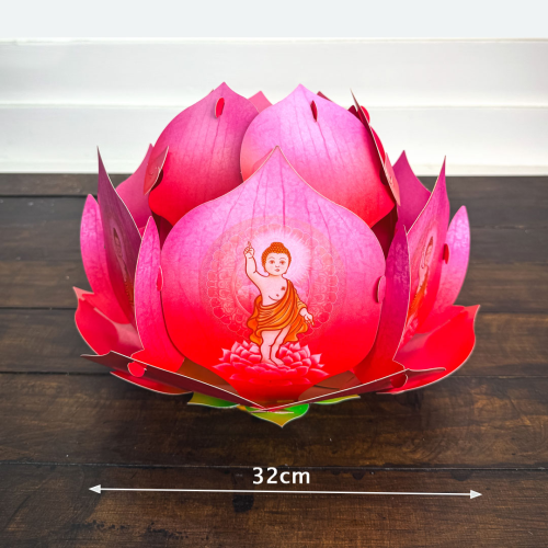 Lồng Đèn Hoa Sen Nhựa Trang Trí Phật Đản Mới Nhất 32cm