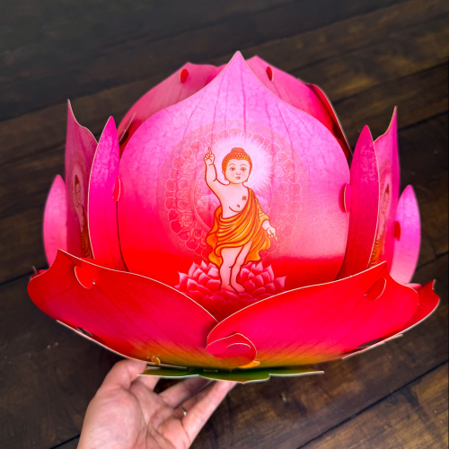 Lồng Đèn Hoa Sen Nhựa Trang Trí Phật Đản Mới Nhất 32cm
