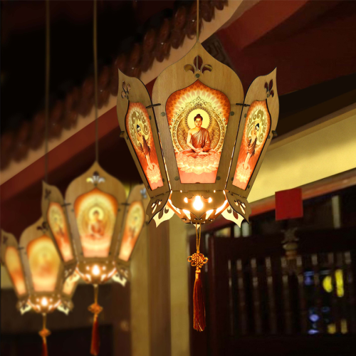 Lồng đèn Hoa Sen Gỗ 3D Trang Trí Phật Đản