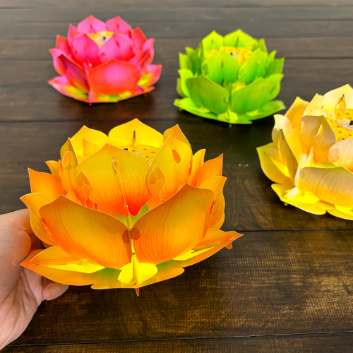[16cm] Set 4 Hoa Sen Thả Nước/Cầm Tay/Treo Trang Trí Phật Giáo Bằng Nhựa