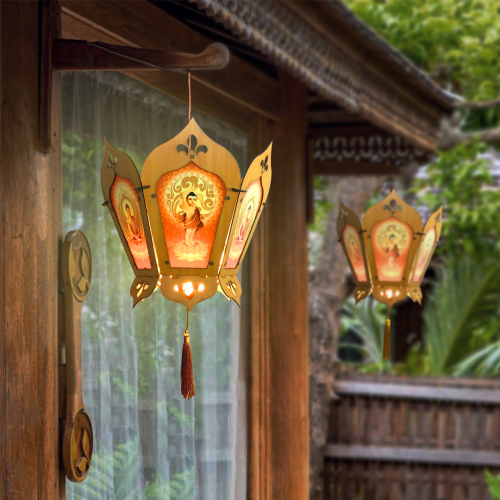 Lồng đèn Hoa Sen Gỗ 3D Trang Trí Phật Đản