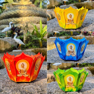 [14cm] Set 12 cái Hoa Đăng Bằng Giấy - Hoa Đăng Phật Giáo Thiết Kế Mới Kèm Nến