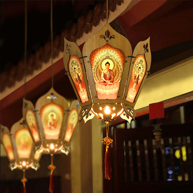 Lồng đèn Hoa Sen Gỗ 3D Trang Trí Phật Đản
