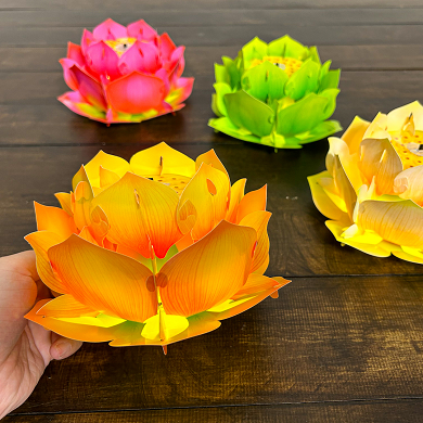 [16cm] Set 4 Hoa Sen Thả Nước/Cầm Tay/Treo Trang Trí Phật Giáo Bằng Nhựa